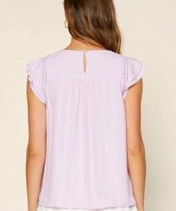 SKIES ARE BLUE Clothing Striped Jacquard Flutter Sleeve Top 7 SKIES ARE BLUE Clothing Striped Jacquard Flutter Sleeve Top