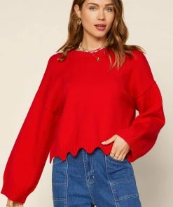 SKIES ARE BLUE Clothing Raya Scallop Trimmed Sweater