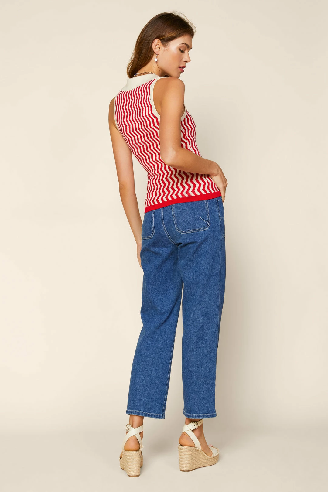 SKIES ARE BLUE Zigzag Collared Knit Top Clothing 6 SKIES ARE BLUE Zigzag Collared Knit Top Clothing