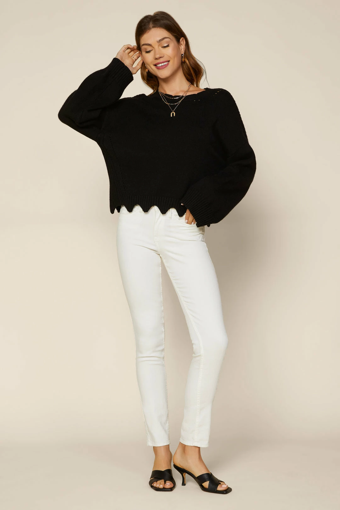 SKIES ARE BLUE Clothing Raya Scallop Trimmed Sweater 5 SKIES ARE BLUE Clothing Raya Scallop Trimmed Sweater