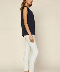 SKIES ARE BLUE Clothing Pleated Short Sleeve Top