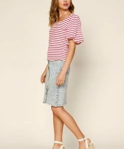 SKIES ARE BLUE Alia Striped Square Neck Top Clothing