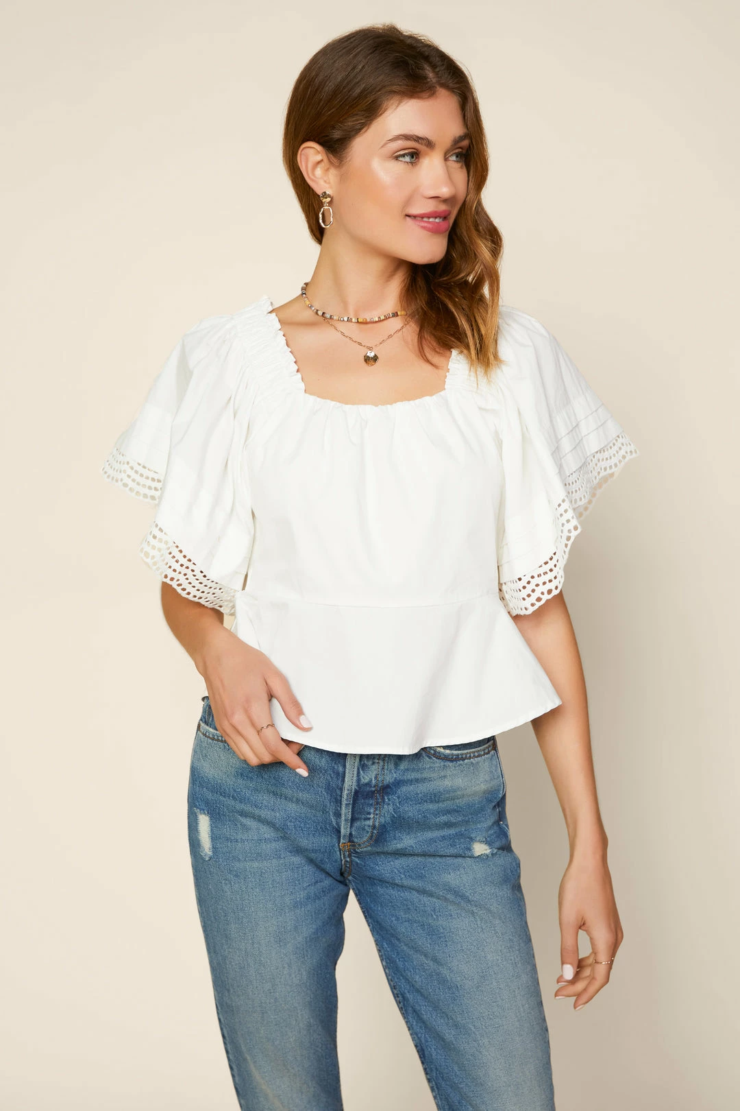 SKIES ARE BLUE Eyelet Square Neck Top 3 SKIES ARE BLUE Eyelet Square Neck Top