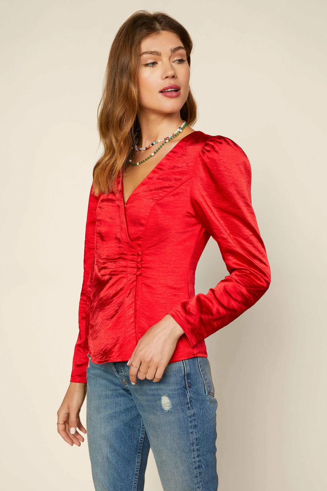 SKIES ARE BLUE Clothing Zoya Satin Shirred Top 4 SKIES ARE BLUE Clothing Zoya Satin Shirred Top