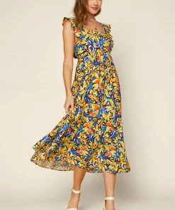 SKIES ARE BLUE Alyssa Floral Back Tie Dress