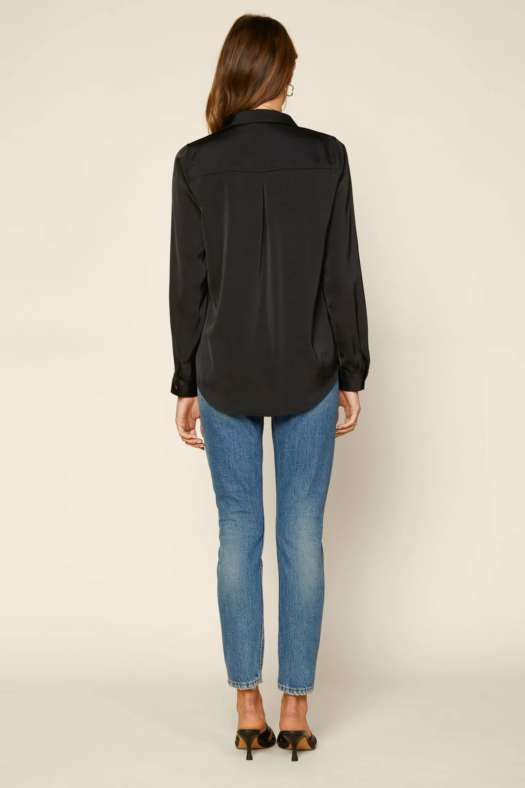 SKIES ARE BLUE Satin Button Down Shirt Clothing 5 SKIES ARE BLUE Satin Button Down Shirt Clothing