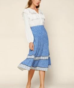 SKIES ARE BLUE Ditsy Floral Midi Skirt Clothing