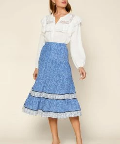 SKIES ARE BLUE Ditsy Floral Midi Skirt Clothing