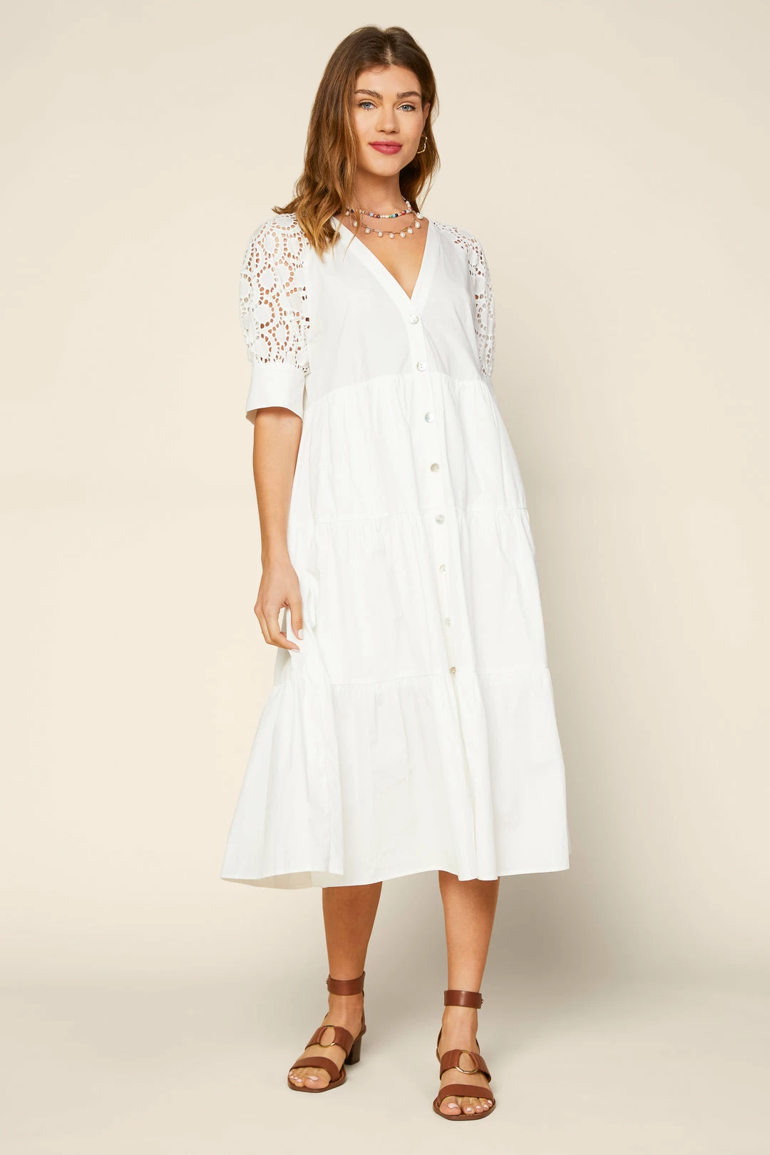 SKIES ARE BLUE Lace Ruffled Midi Dress Clothing 3 SKIES ARE BLUE Lace Ruffled Midi Dress Clothing