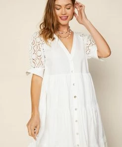 SKIES ARE BLUE Lace Ruffled Midi Dress Clothing 7 SKIES ARE BLUE Lace Ruffled Midi Dress Clothing