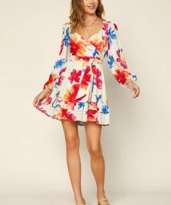 SKIES ARE BLUE Floral Sweetheart Mini Dress