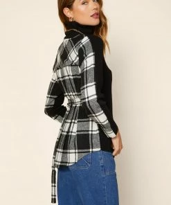 SKIES ARE BLUE Plaid Back Turtleneck Sweater Clothing