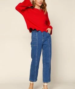 SKIES ARE BLUE Clothing Raya Scallop Trimmed Sweater