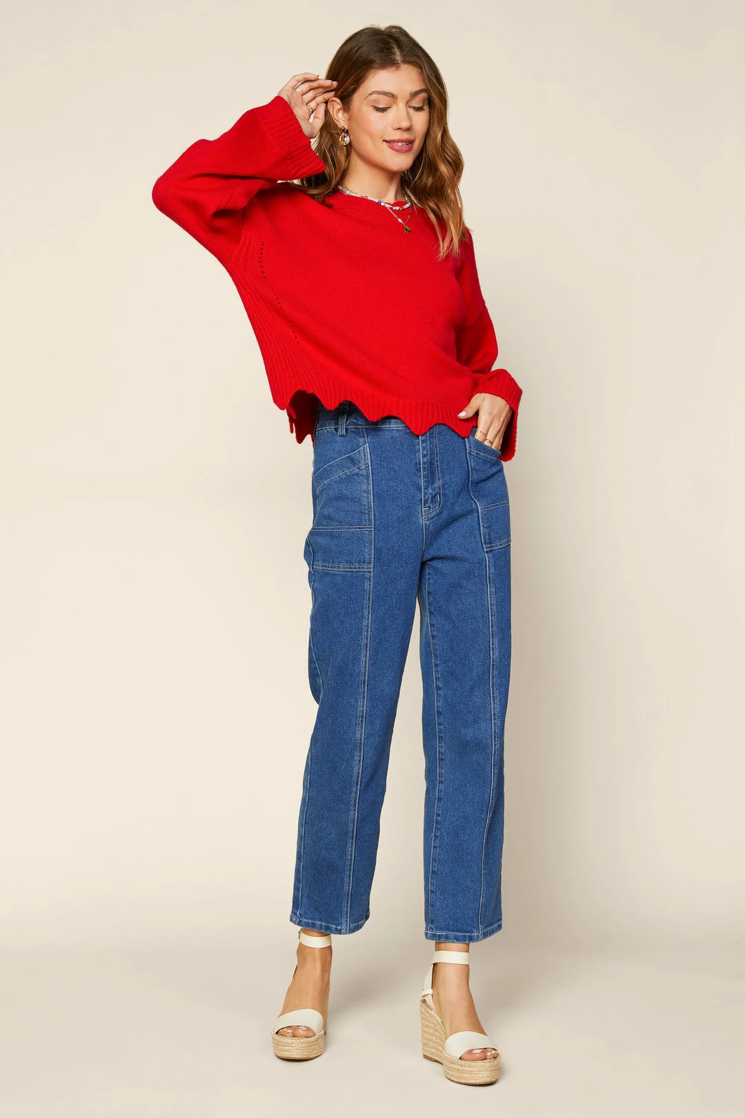 SKIES ARE BLUE Clothing Raya Scallop Trimmed Sweater 4 SKIES ARE BLUE Clothing Raya Scallop Trimmed Sweater