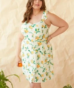 SKIES ARE BLUE Plus Size - Lemon Print Mini Dress New In Plus Size 9 SKIES ARE BLUE Plus Size - Lemon Print Mini Dress New In Plus Size