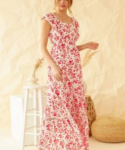 SKIES ARE BLUE Dresses Rosa Floral Swiss Dot Dress