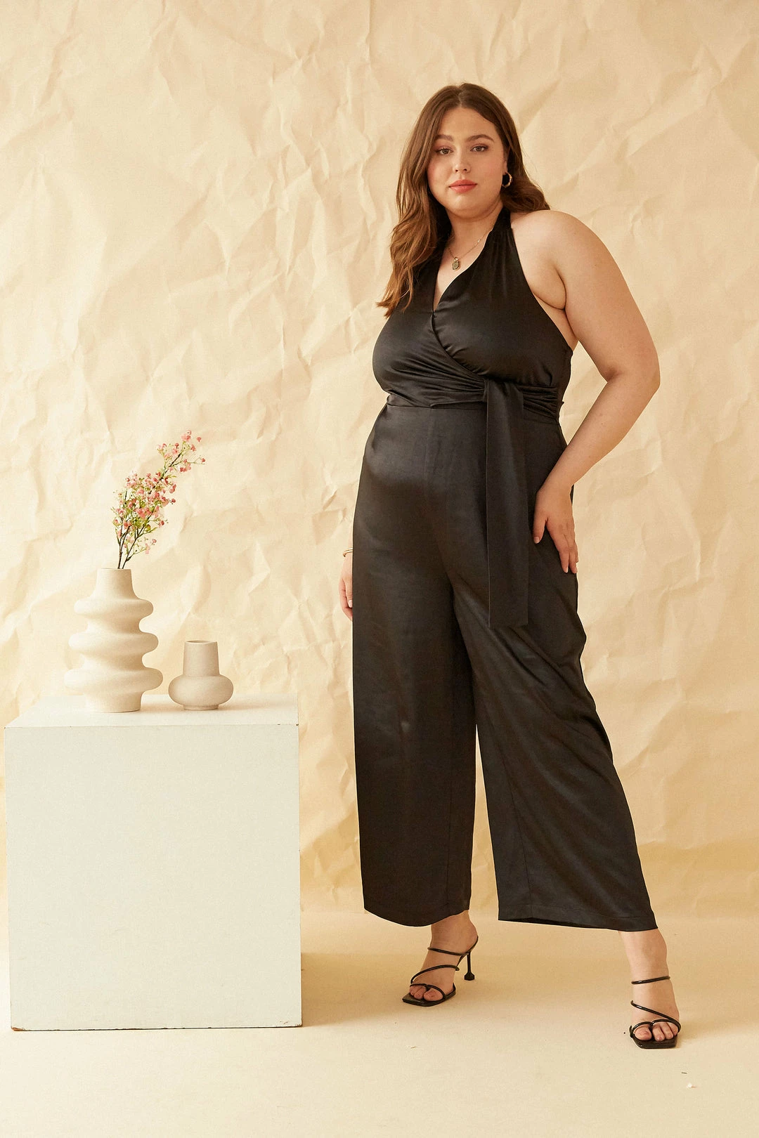 SKIES ARE BLUE Plus Size - Satin Halter Jumpsuit New In Plus Size 3 SKIES ARE BLUE Plus Size - Satin Halter Jumpsuit New In Plus Size