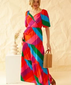 SKIES ARE BLUE Clothing Iliana Multicolor Tiered Dress