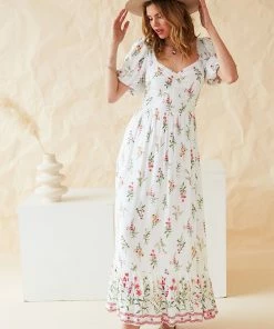 SKIES ARE BLUE Lexie Floral Border Print Dress