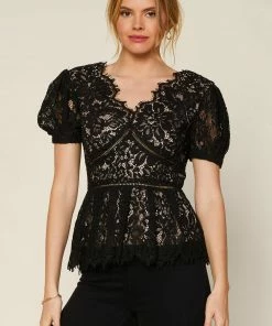 SKIES ARE BLUE New In Clothing Lace Peplum Top