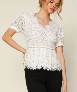 SKIES ARE BLUE New In Clothing Lace Peplum Top