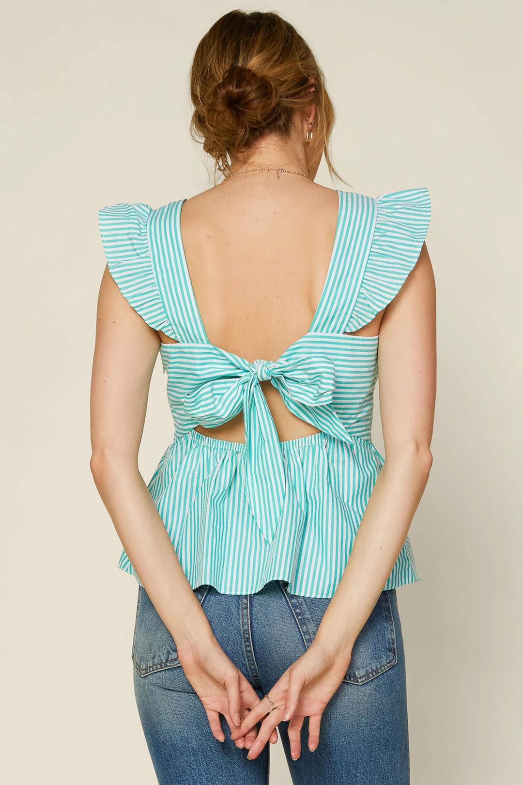 SKIES ARE BLUE Striped Back Tie Top Clothing 4 SKIES ARE BLUE Striped Back Tie Top Clothing