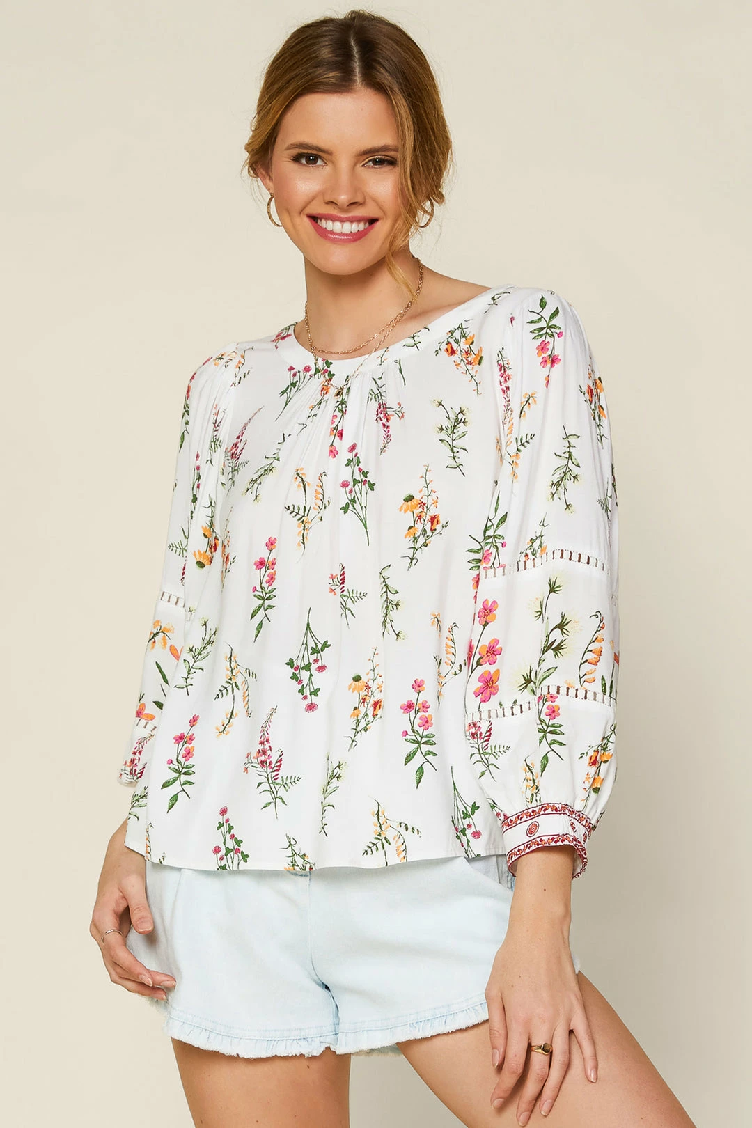 SKIES ARE BLUE Floral Border Print Top 3 SKIES ARE BLUE Floral Border Print Top