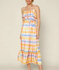 SKIES ARE BLUE Multi Plaid Maxi Dress New In Clothing 9 SKIES ARE BLUE Multi Plaid Maxi Dress New In Clothing