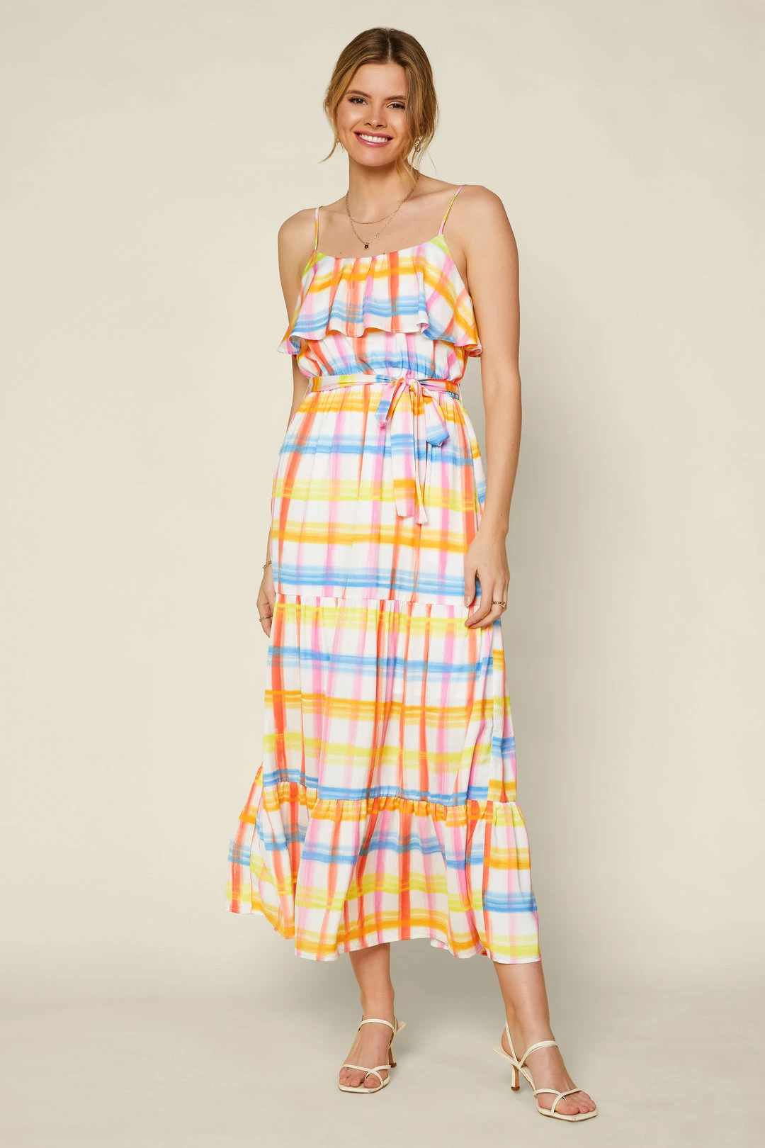 SKIES ARE BLUE Multi Plaid Maxi Dress New In Clothing 5 SKIES ARE BLUE Multi Plaid Maxi Dress New In Clothing
