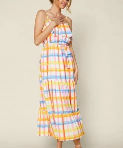 SKIES ARE BLUE Multi Plaid Maxi Dress New In Clothing