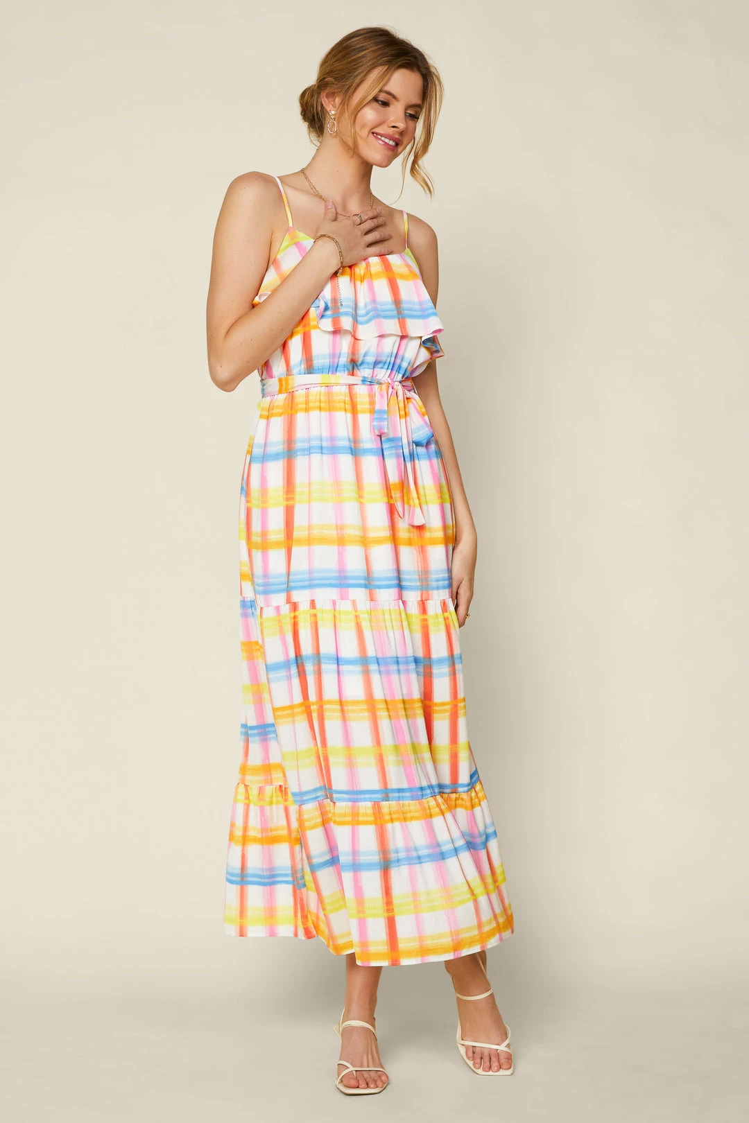 SKIES ARE BLUE Multi Plaid Maxi Dress New In Clothing 4 SKIES ARE BLUE Multi Plaid Maxi Dress New In Clothing