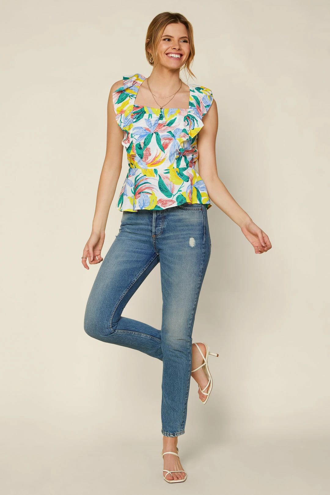 SKIES ARE BLUE New In Clothing Floral Peplum Ruffled Top 5 SKIES ARE BLUE New In Clothing Floral Peplum Ruffled Top