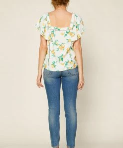 SKIES ARE BLUE Lemon Print Ruffled Top 9 SKIES ARE BLUE Lemon Print Ruffled Top