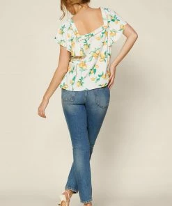 SKIES ARE BLUE Lemon Print Ruffled Top 8 SKIES ARE BLUE Lemon Print Ruffled Top