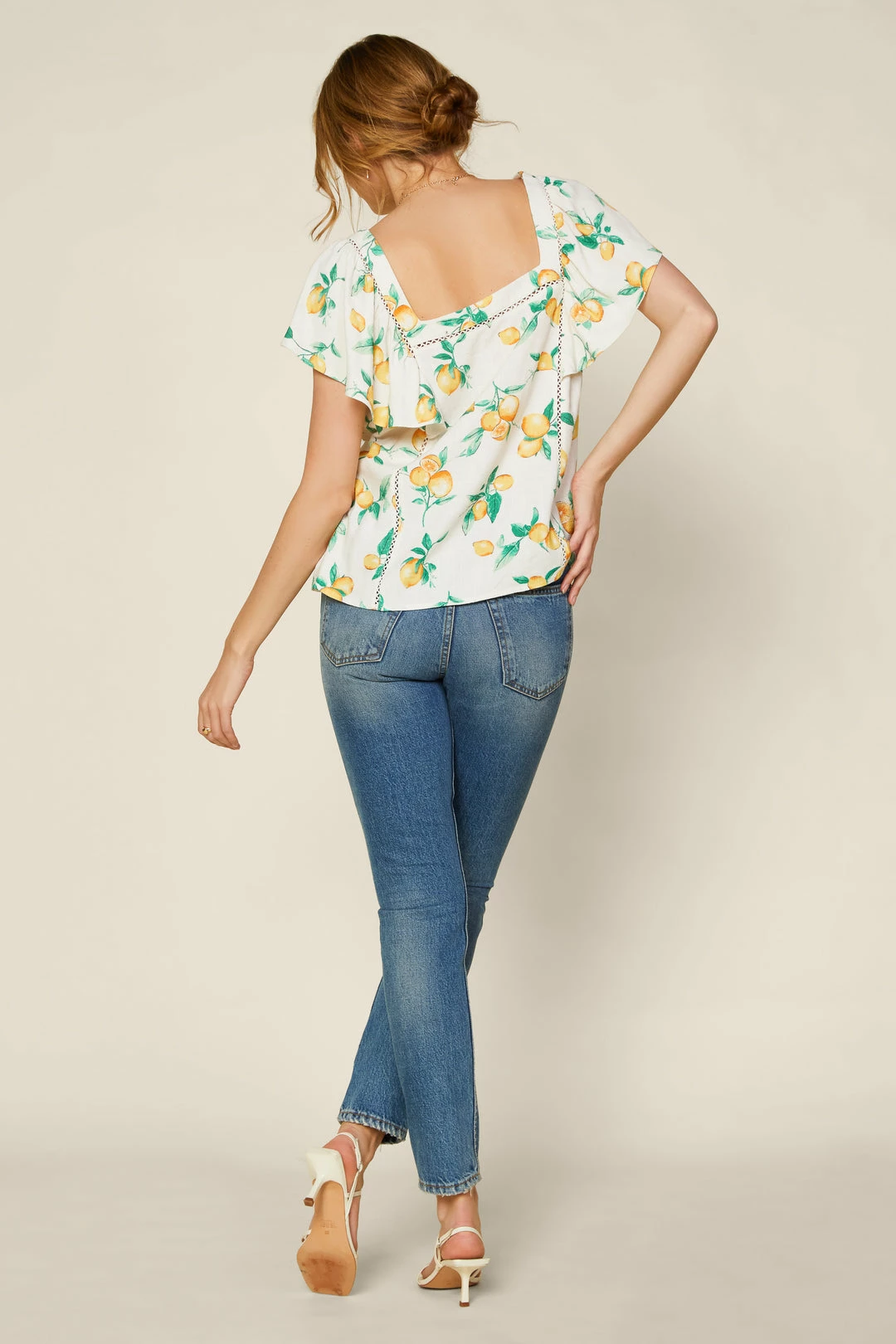 SKIES ARE BLUE Lemon Print Ruffled Top 5 SKIES ARE BLUE Lemon Print Ruffled Top