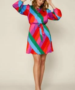 SKIES ARE BLUE Multicolor Pleated Dress