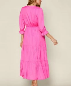 SKIES ARE BLUE Ruffled Split Neck Dress