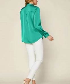 SKIES ARE BLUE Satin Button Down Shirt 8 SKIES ARE BLUE Satin Button Down Shirt