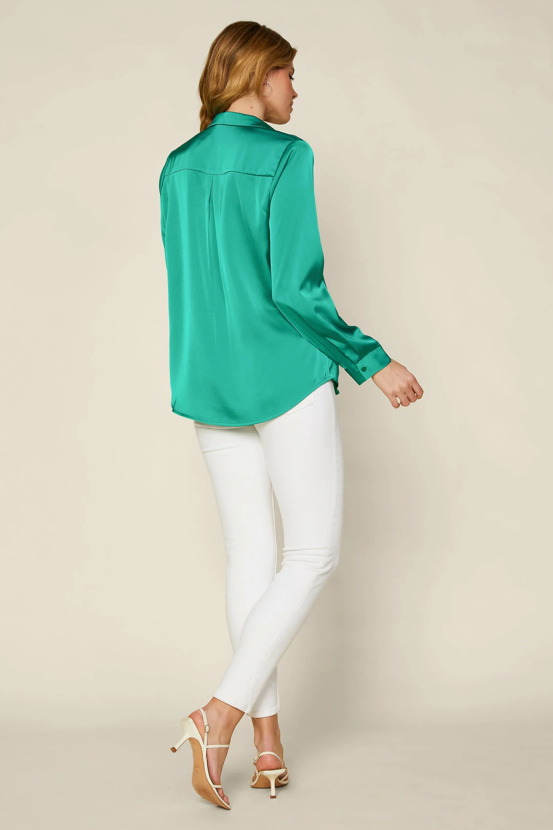 SKIES ARE BLUE Satin Button Down Shirt 5 SKIES ARE BLUE Satin Button Down Shirt