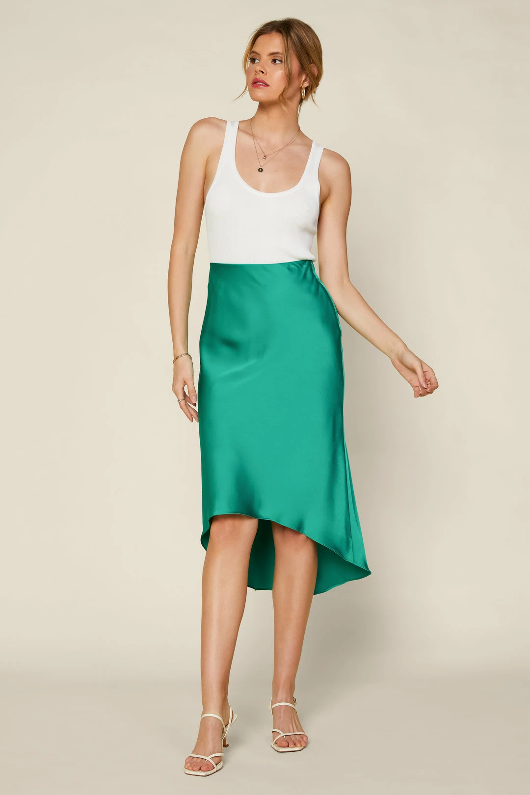 SKIES ARE BLUE High Low Satin Midi Skirt 5 SKIES ARE BLUE High Low Satin Midi Skirt