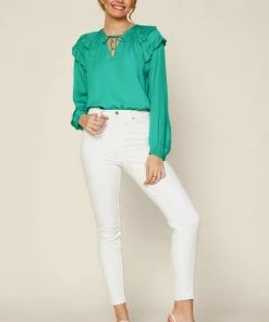 SKIES ARE BLUE Tops Adele Ruffled Split Neck Top 9 SKIES ARE BLUE Tops Adele Ruffled Split Neck Top