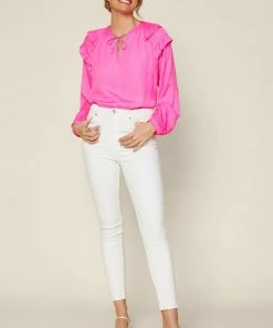 SKIES ARE BLUE Tops Adele Ruffled Split Neck Top 7 SKIES ARE BLUE Tops Adele Ruffled Split Neck Top