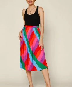 SKIES ARE BLUE Skirts Multicolor Pleated Midi Skirt