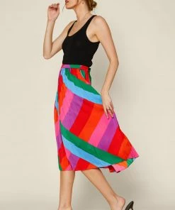 SKIES ARE BLUE Skirts Multicolor Pleated Midi Skirt