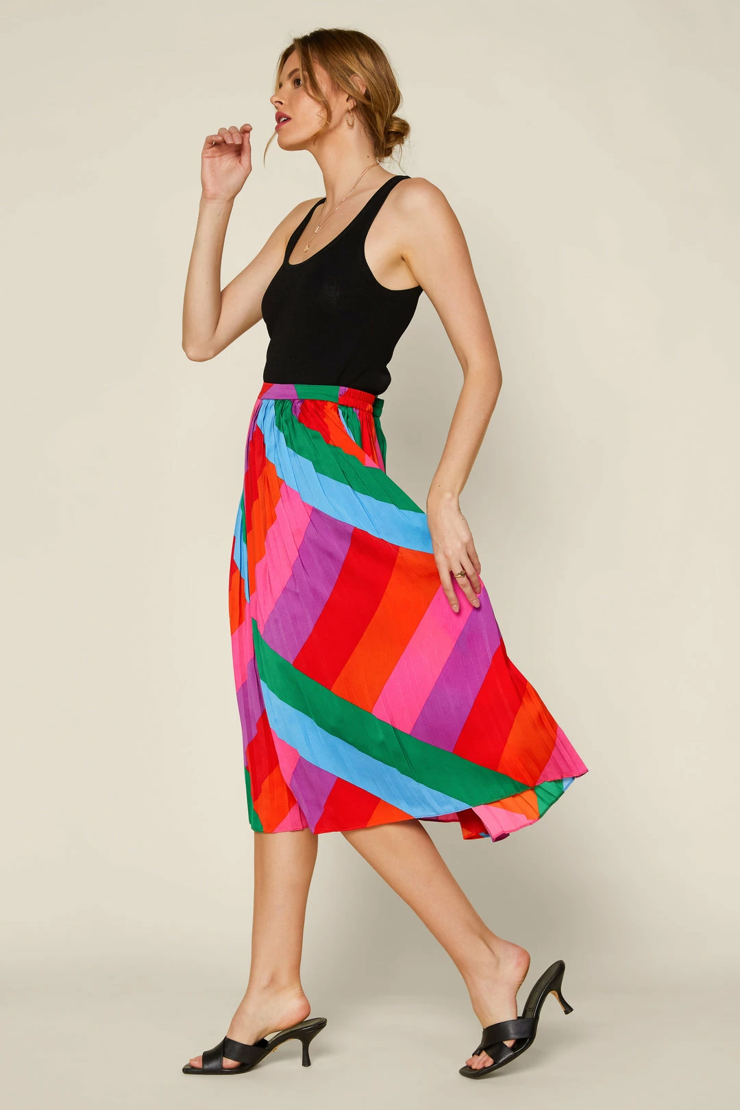 SKIES ARE BLUE Skirts Multicolor Pleated Midi Skirt 4 SKIES ARE BLUE Skirts Multicolor Pleated Midi Skirt