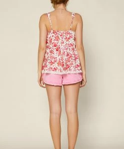 SKIES ARE BLUE Floral Swiss Dot Tiered Top Tops