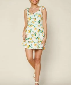 SKIES ARE BLUE Lemon Print Mini Dress
