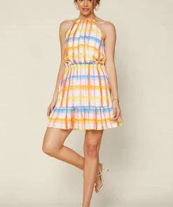 SKIES ARE BLUE New In Clothing Multi Plaid Halter Dress 9 SKIES ARE BLUE New In Clothing Multi Plaid Halter Dress