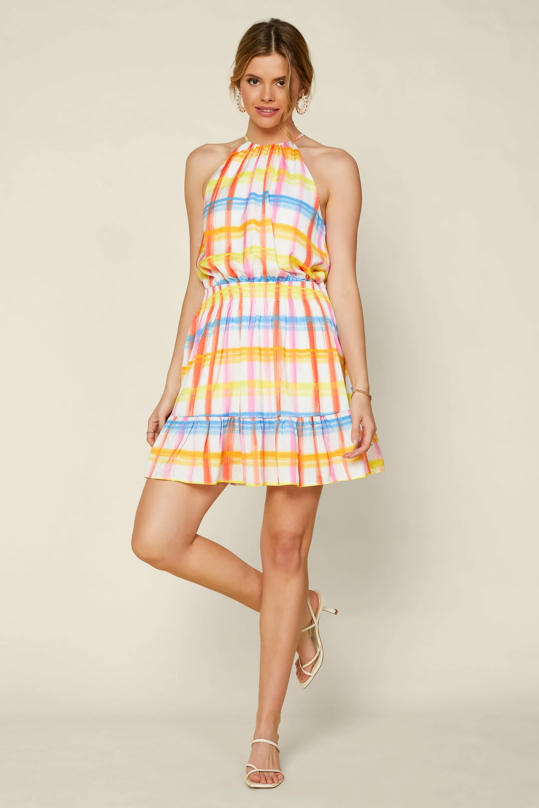SKIES ARE BLUE New In Clothing Multi Plaid Halter Dress 5 SKIES ARE BLUE New In Clothing Multi Plaid Halter Dress