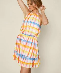 SKIES ARE BLUE New In Clothing Multi Plaid Halter Dress 8 SKIES ARE BLUE New In Clothing Multi Plaid Halter Dress